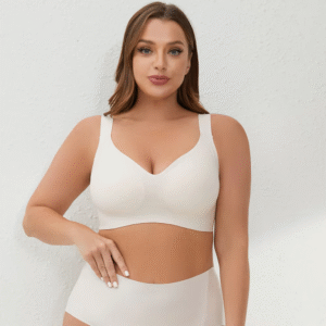 Wholesale Big Women Plus Size Full Coverage Large Cup Underwear Big Cup Wide Strap Invisible Bra Set Jelly Seamless Wireless Bra